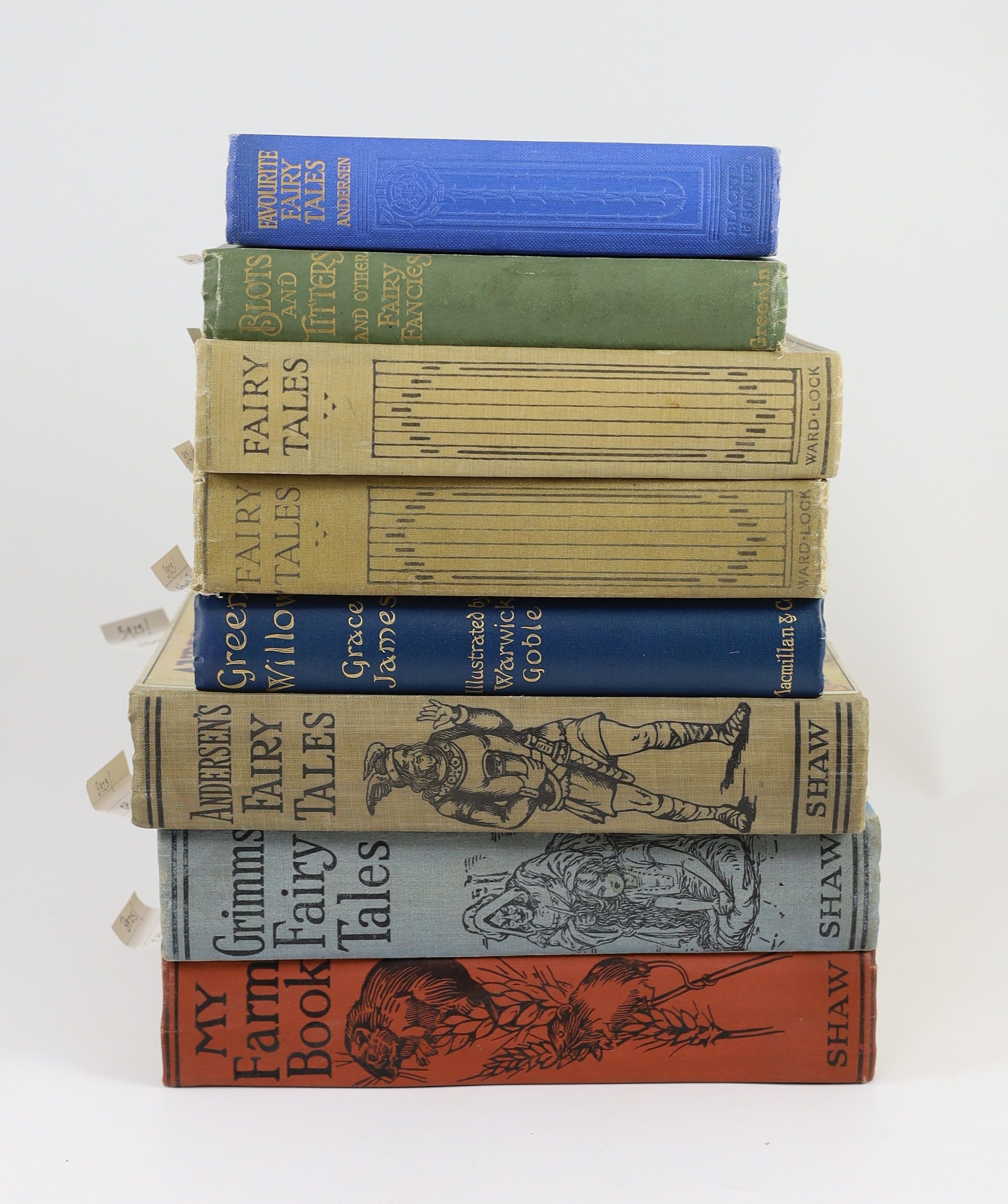 Various 20th century Fairy tales, Including: Golding, Harry [ed.] - Fairy Tales. Complete with 48 colour plates by Margaret W. Tarrant. Publishers cloth with letters direct on upper and spine with coloured pictorial onla